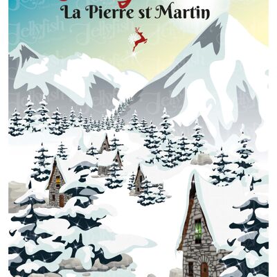 AFFICHE LES PYRENEES "La Pierre Saint Martin" 40x30