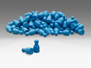 Ensemble de 100 figurines de jeu en bleu | Halma Skittle Pawns Game Pieces Jeux de société RE-Wood® Meeple 2