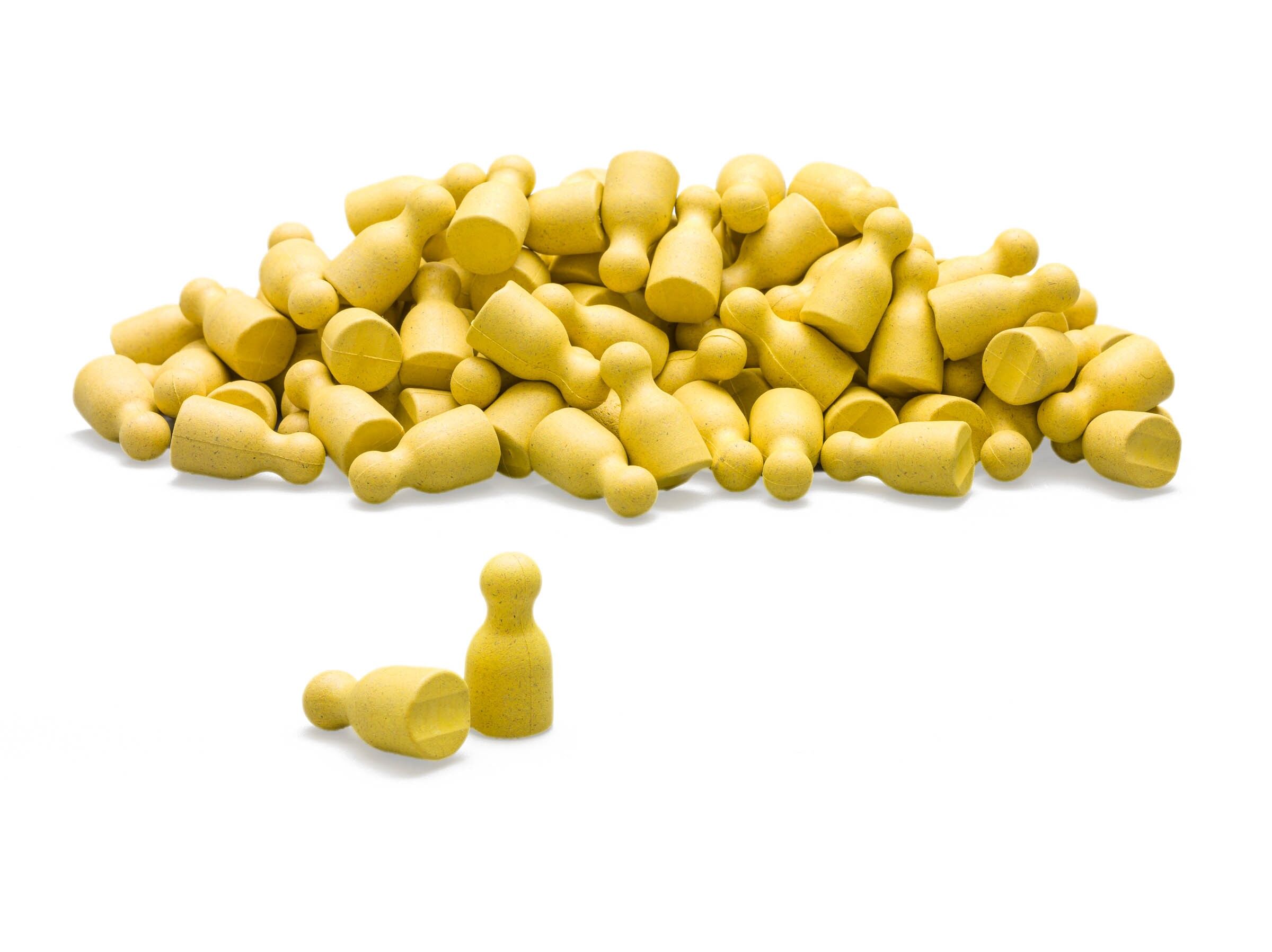 Ensemble de 100 figurines de jeu en jaune | Pièces de jeu Halma Skittle Pawns Jeux de société RE-Wood®