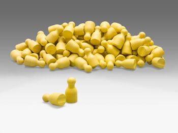 Ensemble de 100 figurines de jeu en jaune | Pièces de jeu Halma Skittle Pawns Jeux de société RE-Wood® 2