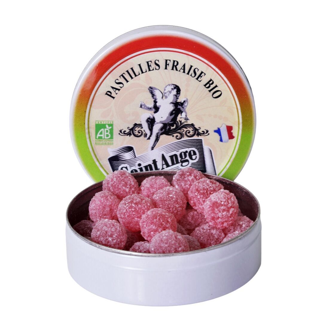 Santo Angelo BIOLOGICO | Caramelle Artigianali | Gusto Fragola | Scatola 50 g