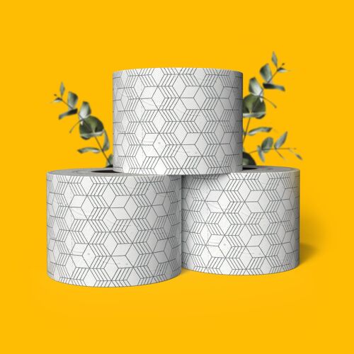 SNYCE Design-Toilettenpapier Nice Cube - 3lagig mit 300 Blatt je Rolle - 100% nachhaltig