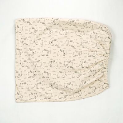 Cotbed Fitted Sheet , Angel Hippo