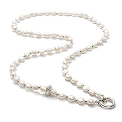 Tahiti 88 SilverShiny, long collier de perles interchangeables
