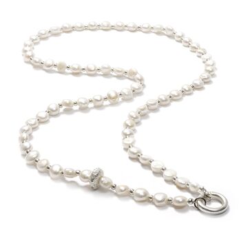 Tahiti 88 SilverShiny, long collier de perles interchangeables
