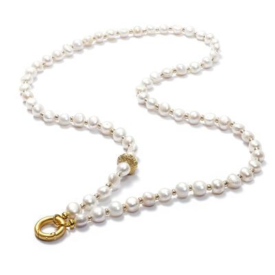 Tahiti 88 GoldShiny, long interchangeable pearl necklace