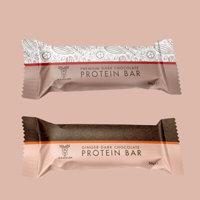 Multipack of Dark Chocolate and Dark Chocolate and Ginger Protein Bars