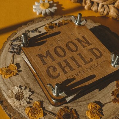Mini prensa de flores de madera para niños con forma de luna