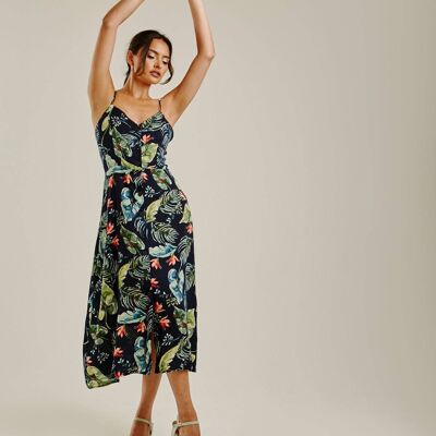 Printed Strappy Maxi Dress | Dark Blue