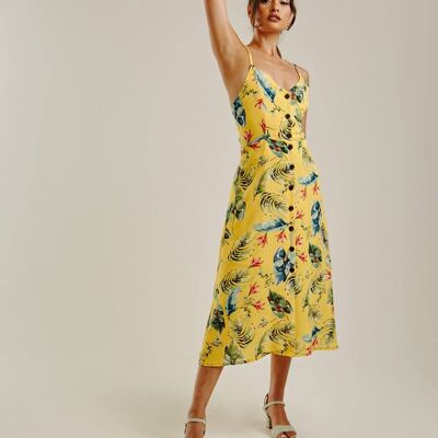 Printed Strappy Maxi Dress | Yellow