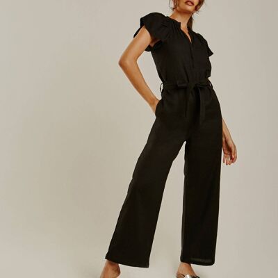 Wide Leg Belted Jumpsuit | Black