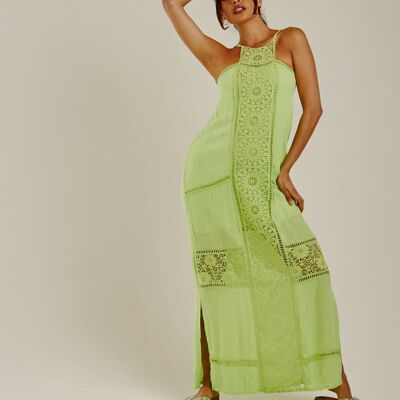 Crochet Trim Maxi Dress | Lime