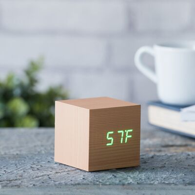 Cube Click Clock - Beech