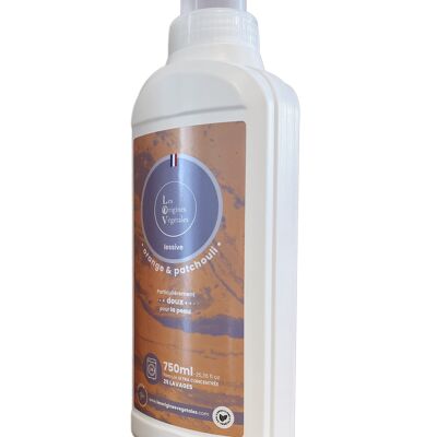 Detergente líquido orgánico certificado con aroma a naranja y pachulí