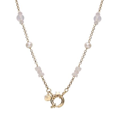 Filigree gemstone necklace 'moon' gold plated
