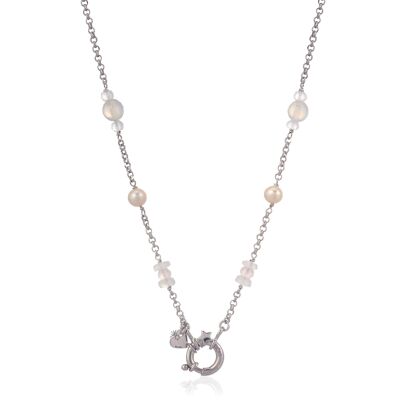 Filigree gemstone necklace 'moon' sterling silver with moonstone
