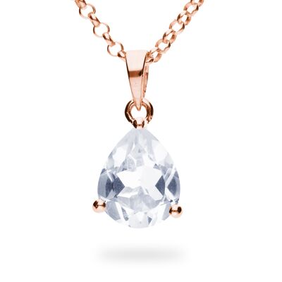 Pendant "Drop" white topaz, rose gold plated