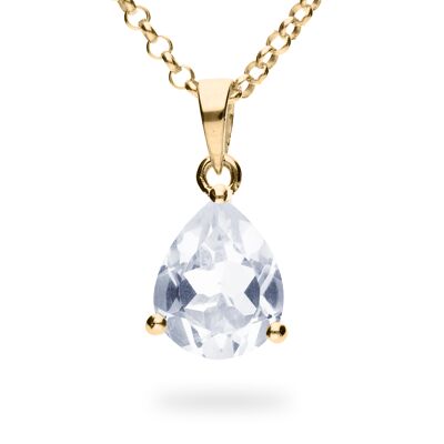 Pendant "Drop" white topaz, yellow gold plated