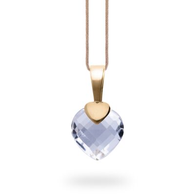 Precious heart pendant with white topaz