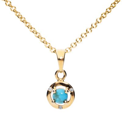 Elegant 925 silver pendant with turquoise, yellow gold plated