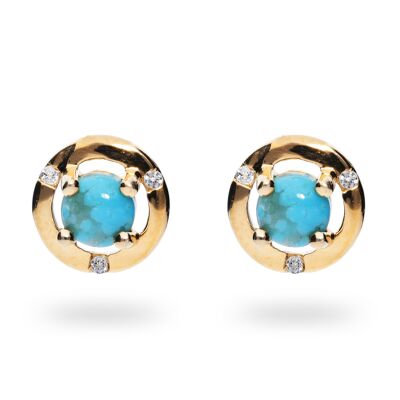 Elegant earrings 925 silver with turquoise, yellow gold plated