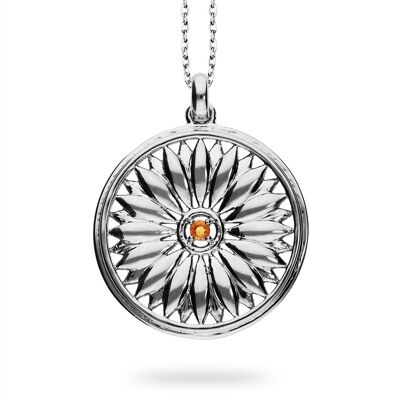 Pendentif étoile 'Soleil' avec citrine, plaqué rhodium