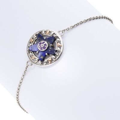 Bracelet filigrane 'Antares' en argent sterling avec lapis-lazuli