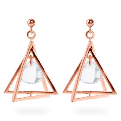 Earrings 'Triangle' blue topaz, rose gold plated