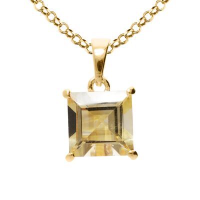 Pendant "Square" citrine, yellow gold plated