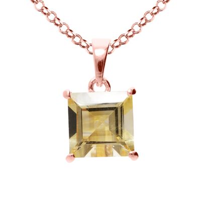 Pendant "Square" citrine, red gold plated
