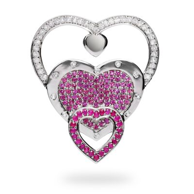 Pendentif 'Heart heat' en argent sterling avec rhodolite