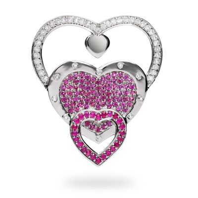Pendant 'Heart warmth' sterling silver with rhodolite