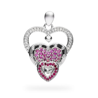 Filigree pendant 'Heart warmth' sterling silver with rhodolite
