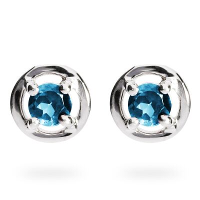 Pendientes futuristas de plata 925 con topacio azul, baño de rodio