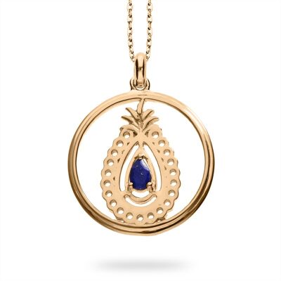Star pendant 'Saturn' with lapis lazuli, yellow gold plated