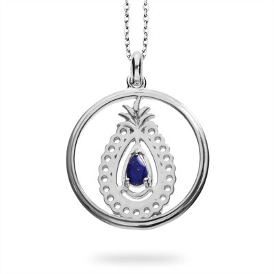 Star pendant 'Saturn' with lapis lazuli, rhodium plated