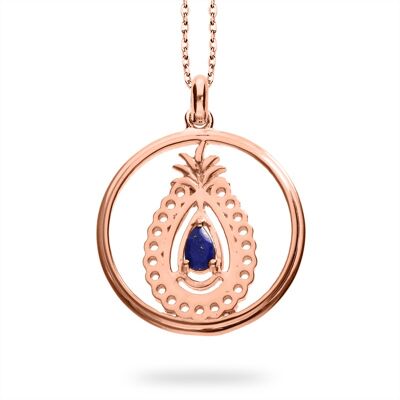 Star pendant 'Saturn' with lapis lazuli, red gold plated