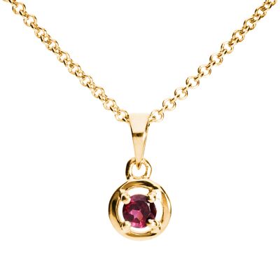 Futuristic pendant 925 silver with rhodolite, yellow gold plated