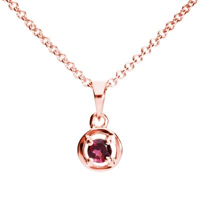 Futuristic pendant 925 silver with rhodolite, rose gold plated