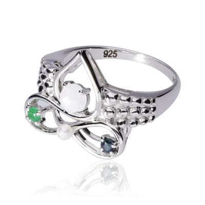 Ring 'Partnership' sterling silver with emerald