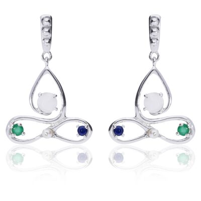 Earrings 'Partnership' sterling silver with emerald