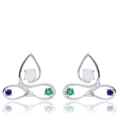 Ear studs 'Partnership' in sterling silver with emerald