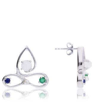 Clous d'oreilles 'Partenariat' en argent sterling avec émeraude 2