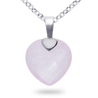 Pendentif coeur en quartz rose 'Europe' grand