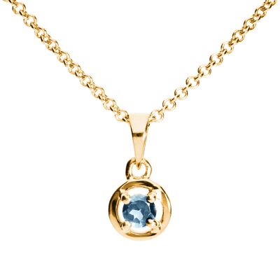 Futuristic pendant 925 silver with blue topaz, yellow gold plated