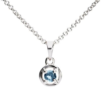 Futuristic pendant 925 silver with blue topaz, rhodium plated