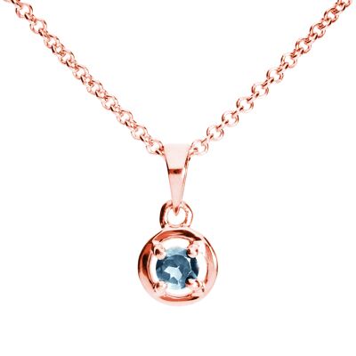 Futuristic pendant 925 silver with blue topaz, rose gold plated