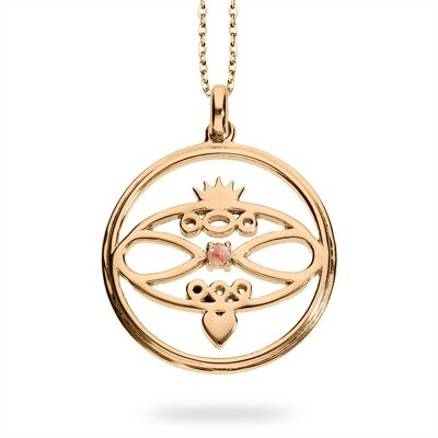 Star pendant 'Venus' with rose quartz, yellow gold plated
