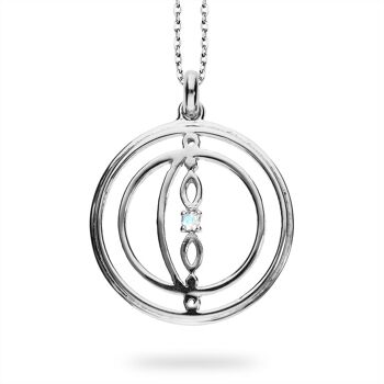 Pendentif étoile 'Lune' avec pierre de lune, plaqué rhodium