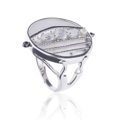 Bague 'Lune' en argent sterling avec pierre de lune